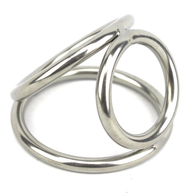 Triple Chrome Cock and Ball Ring - Click Image to Close